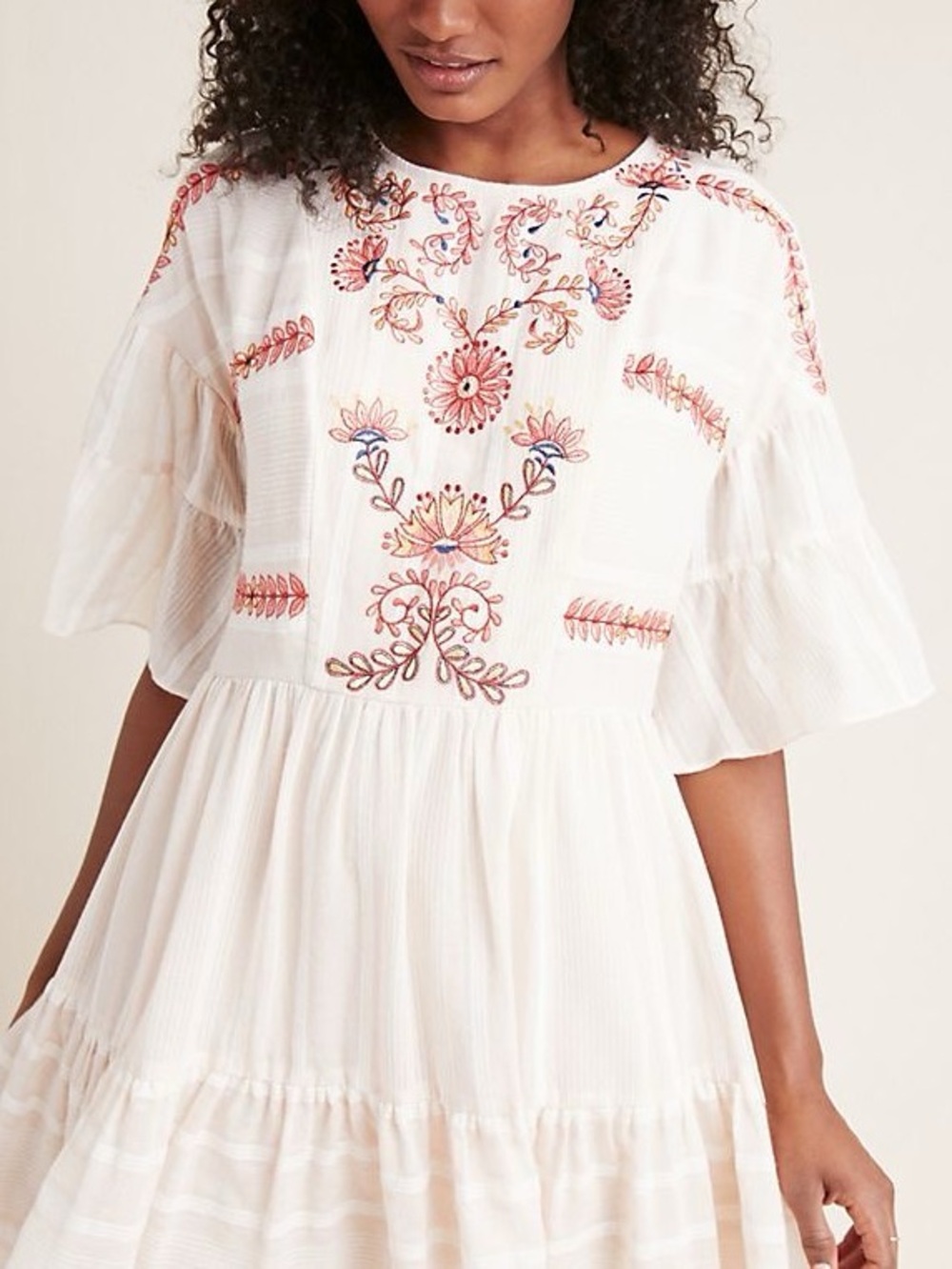 Anthropologie Ranna Gill Leece Embroidered Dress